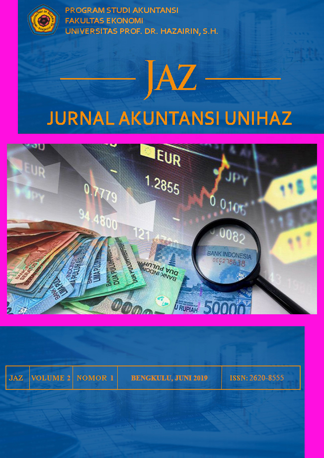 					View Vol. 2 No. 1 (2019): JAZ : Jurnal Akuntansi Unihaz
				